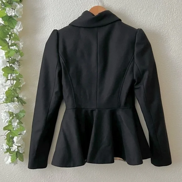 RARE Ted Baker Black Wool Cashmere Blend Peplum Sollel Coat - Picture 8 of 13